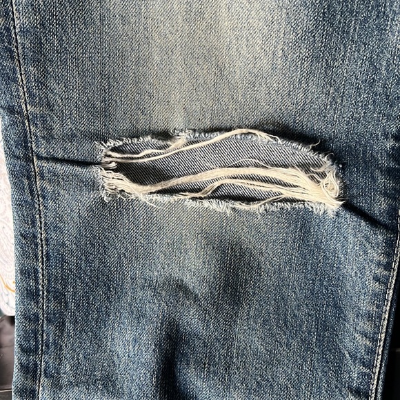 90s vintage high rise tapered / straight leg distressed blue jeans 25 - Picture 10 of 16